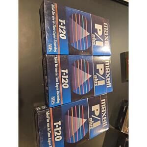Maxell VHS Tape Lot Of 3 P/I Plus T-120 Time Lapse Recording Blank Video Sealed
